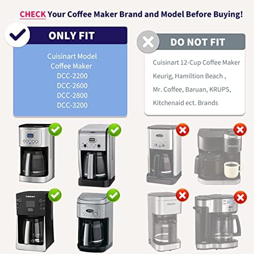 Coffee de substituição de vidro compatível com modelos de cafeteira Cuisinart DCC-2200, DCC-2600, DCC-2800, DCC-3200 e DCC-3200P1, jarra