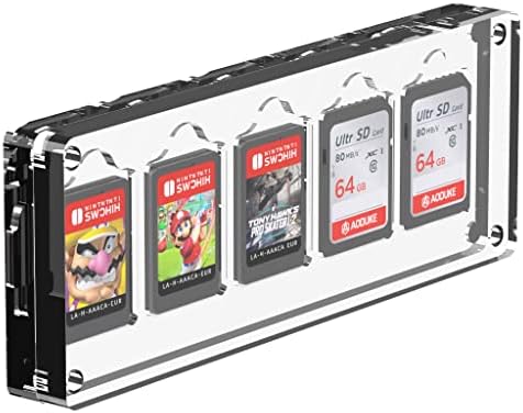 Feifanzhe 5 slots Fechamento magnético Nintendo Switch Game Card Case, pode armazenar Switch/SD/Micro SD TF Cartão transparente