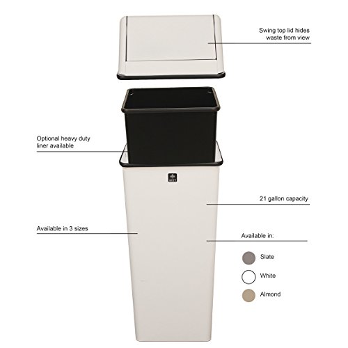 Witt Industries 1511HTWH aço inoxidável 36 galões Receptáculos de Vigilante de Resíduos e Swing Top Swing, Square, 19 Largura