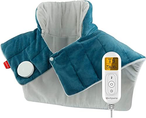 Almofada de aquecimento ponderada confortável para pescoço e ombros, 2,2lb Grande embrulho de ombro elétrico aquecido