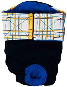 Plandela amarela azul de Barkertime em fralda premium de gato premium preto, M, sem calças de orifício de cauda para mergulhar,
