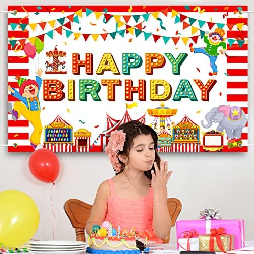 Carnaval Circus Birthday Banner, Circus Carnival Party Banddrop Banner Carnival Birthday Party Decorações para meninos e