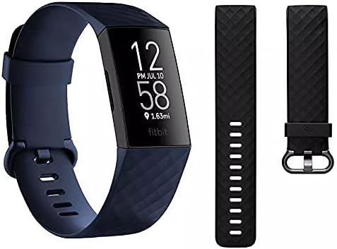 Fitbit Charge 4 Rastreador avançado de fitness w/ GPS embutido, pagamento de fitbit, rastreamento de frequência cardíaca 24/7, pontuação do sono, 7 dias de bateria - modelo de tempestade dos EUA azul