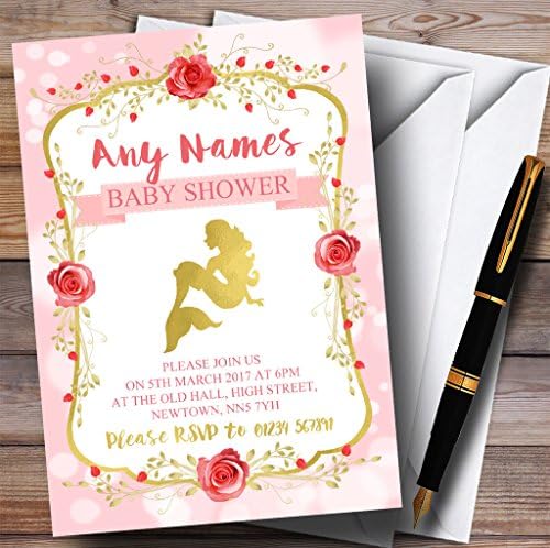 Convites de sereia de ouro rosa convites para chá de bebê