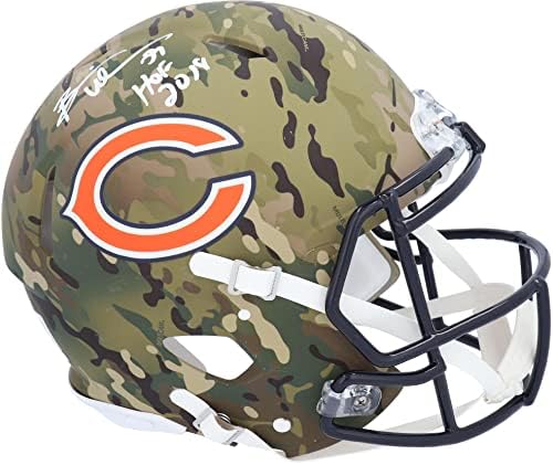 Brian Urlacher Chicago Bears autografou Riddell Camo Capacete Authentic Speed ​​Alternate Speed ​​com inscrição HOF 18 - Capacetes