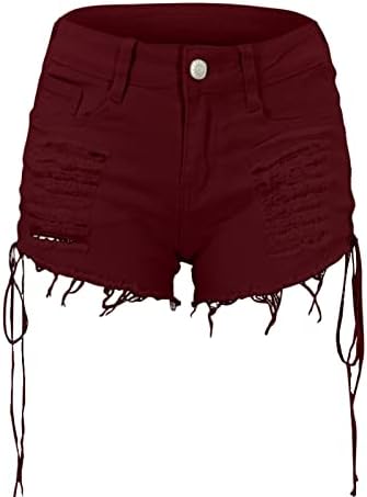 Calças de corrida para mulheres com bolsos Ladies Summer Hole Side Fashion Bandrage Stretch calça quente jeans calças
