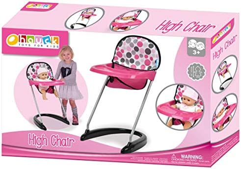 Hauck Pink Dot Doll High Chair com bandeja frontal e chicote de segurança, multicolor