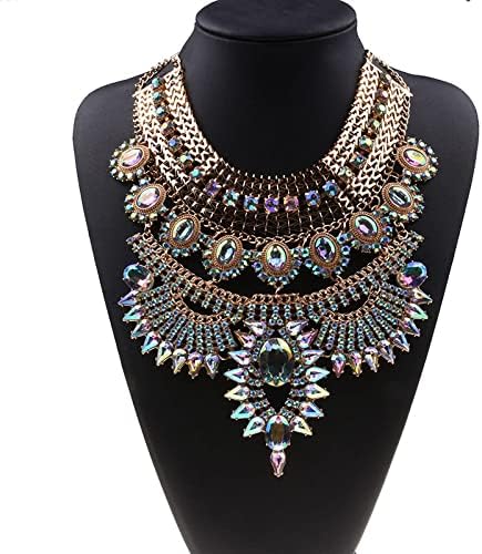 Xinghaikuajing Fashion Colar exagerado Liga de liga diamante Calha de Cristal de Chain Chain Crystal Silverwhitediamond