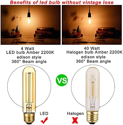 Pacote LiteHistory do bulbo LED CA10 E12 LED LED e T10 LED BULB 4W = 40W E26 Edison Bulbo AC120V Warm Branco 2200k âmbar 250lm E26 LED BULL para pingente rústico, landeliers, Scones de parede