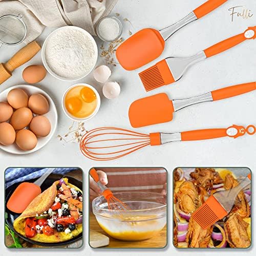 Utensílios de cozinha de silicone Conjunto de 4 para assar - 600 ° F Classificação de calor mais alta Conjunto de espátula