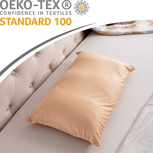 Capa de travesseiro apenas para travesseiro de cama de microesia premium, pequeno sono extra suave - ultra confortável com seda como tampa anti -envelhecimento 85% spandex/ 15% de nylon respirável, resfriando quase bege bege