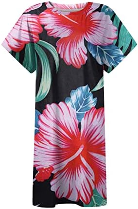 Vestidos de verão para mulheres 2023 Baggy Split Bat Manga curta Scoop pescoço Mini vestidos de praia casual PRAIA Vestidos