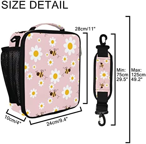 Tsingza lanchonete isolada Daisy Flower sem costura, 6,5L Kit de refeição portátil portátil para homens para homens de trabalho Escola Picnic Camping