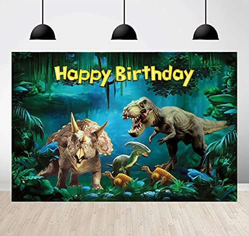 Cenário de aniversário com tema de dinossauro para meninos dinossauros mundiais florestas selvagens panos