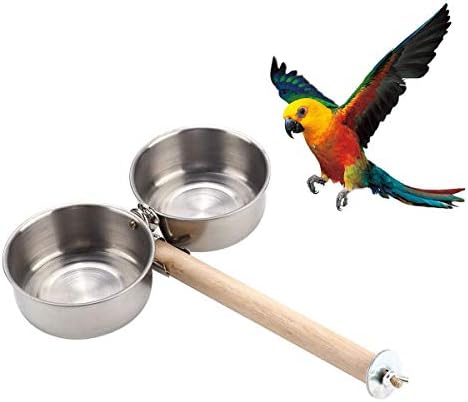 Bird Wood Stand Polfe com alimentos tigela de alimentação de água para Parrot Peraintet Cockatiel Cage Acessórios