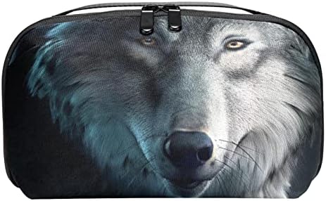 Organizador de eletrônicos, bolsa de cosméticos, organizador de viagens eletrônicas, bolsa de tecnologia, padrão de animais de lobo