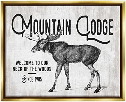 Stuell Industries Rustic Mountain Lodge Vintage Moose Cabin Sign, Design by com letras e revestidas