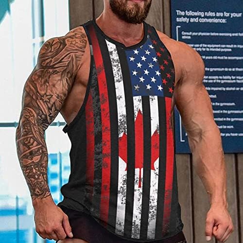 Tanque de bandeira canadense americana Tampa com camiseta sem mangas e músculos atléticos Camisas de ginástica de ginástica