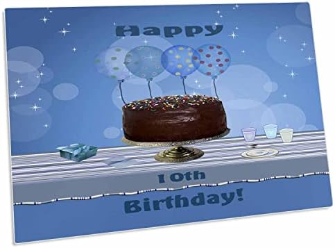 3drose 10th aniversário festa com bolo de chocolate e azul. - Tapetes de local para baixo da almofada
