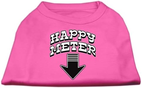 Happy Meter Screen Impred Dog Camisa rosa brilhante xs