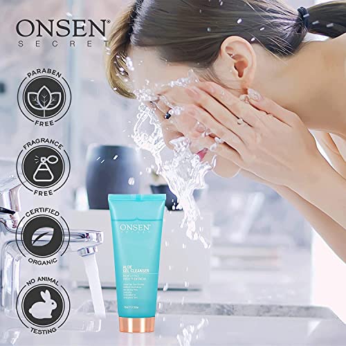 Lavagem de face japonesa onsen - Premium hidratante aloe vera diariamente viagens de viagem facial para remoção de maquiagem