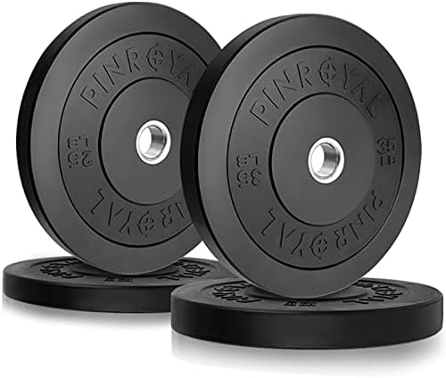 Placas de pára -choques pinroyal de 25 lb de 35 lb, placas de peso olímpico com 2 polegadas, peso de barra de borracha