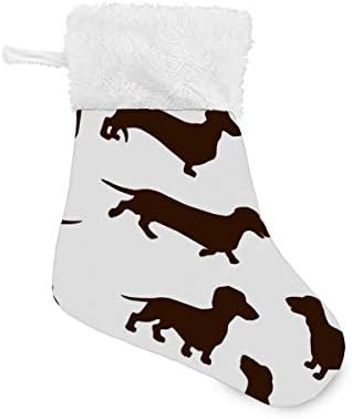 Meias de natal alaza dachshund silhuettes clássicos personalizados pequenas decorações de meia para férias em família Decoração