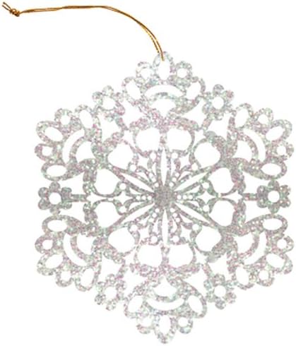 A empresa de embrulho de presentes Iridescent Glitter Flake Gift Tags, 6 contam, branco