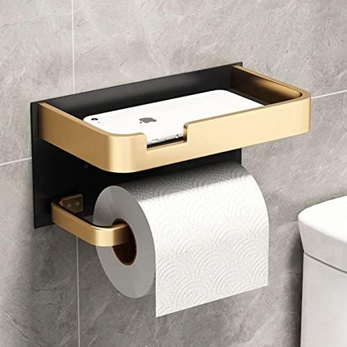 Suporte de papel higiênico com prateleira, espaço para alumínio espacial montagem na parede do rolo, hoder de papel higiênico para banheiro banheiro