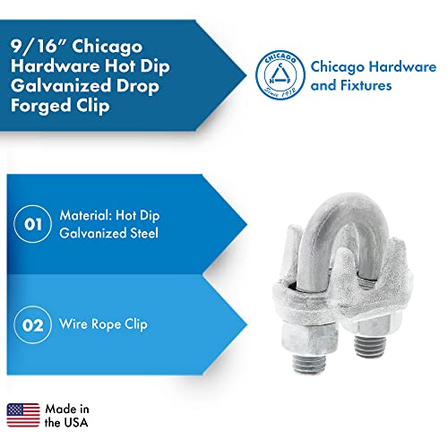 Hardware de Chicago 23495 5 clipe, galvanizado, forjado, 3 comprimento, 1 altura, 1 largura