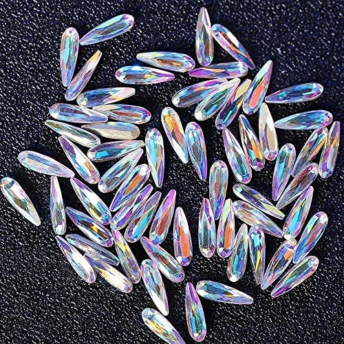 3 * 10mm de arte preta stromstones 20pcs/pack 4Color Formas planas Pedras de chama de vidro de vidro alongado para decoração 3D Nail Art Ewthg -