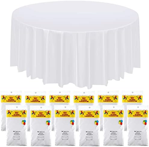 12 Pacote de 12 polegadas de 84 polegadas redonda de toalha de mesa de mesa de mesa descartável Tolera de mesa preta toalha