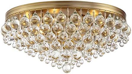 Calypso 6 Cristal de cristal leve Montagem de teto de ouro vibrante - luz do teto para sala de estar, corredor, hall de entrada,