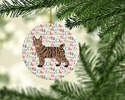 Tesouros de Caroline WDK2607CO1 Pixie Bob 1 Ornamento de cerâmica de Natal de gato, decorações de árvores de Natal, ornamento