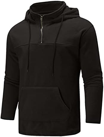 Hoodies de lã Beuu para homens, 1/4 de zíper com suéter com capuz com capuz de capuz de suéter de pulliote de inverno Sports Sports