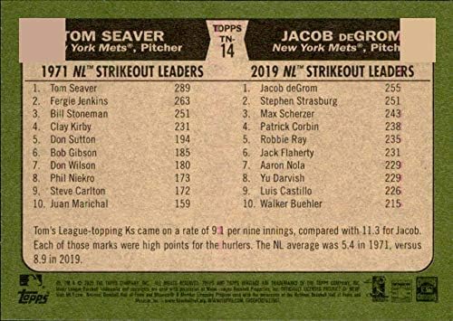 2020 Topps Heritage então e agora TN-14 Jacob DeGrom/Tom Seaver New York Mets Baseball Card