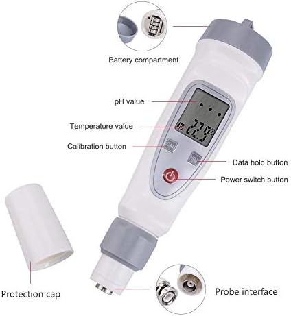 Y-lkun Water Quality medidor de instrumento preciso portátil Digital Water Quality Tester caneta pH medidor de água Teste de qualidade caneta pH-20w Conexão externa EXTENDENTE Testador de umidade Medidor de umidade