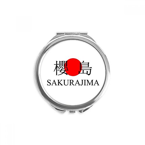 Sakurajima Japão Nome da cidade Red Sun Bandle Hand espelho compacto redondo portátil Pocket Glass