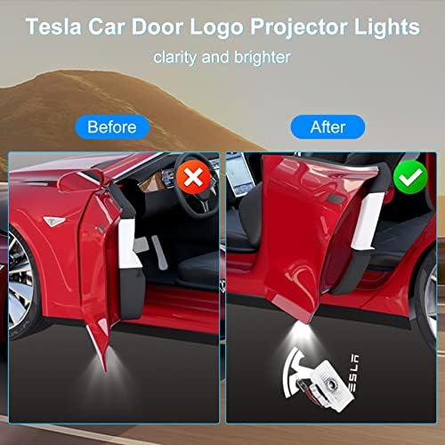 2pcs Caras de porta do carro projetor de logotipo para Tesla Modelo 3/Y/S/X Acessórios, luzes da porta da porta do carro Tesla, Integração