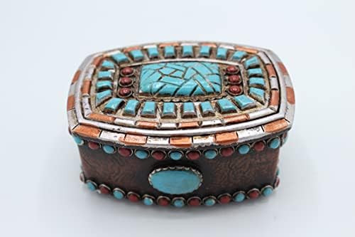 Pedras turquesas de cowgirl ocidental Stones de bugigangas caixas de bugiganga decoração de casa rusica
