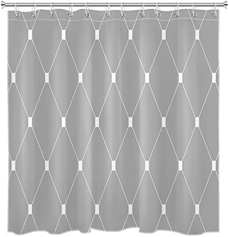 Lb cinza cinza minimalista decoração de cortina de chuveiro, moderno padrão geométrico de padrão geométrico, cortinas de