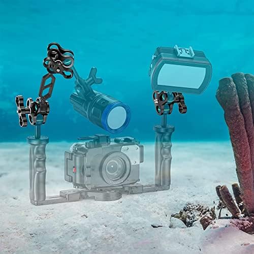 Armazenamento de bola de tocha leve da tocha de mergulho de mergulho em alumínio e 2 montagem de borboleta para câmera de