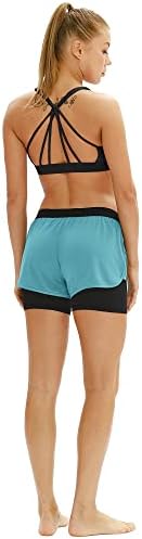 ICYZONE Running Yoga Shorts para Mulheres-Trabalho Ativo Exercício do Exercício de Exercício Atlético 2-Em-1