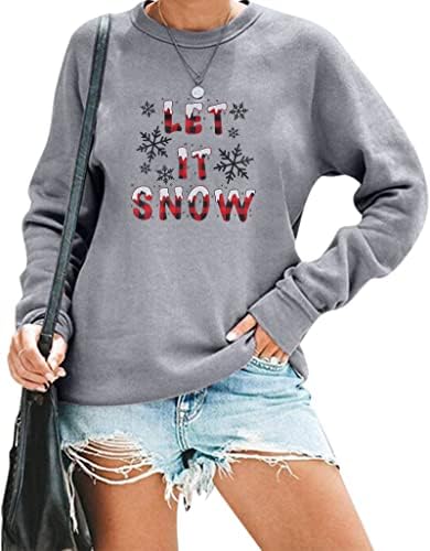 Kiddad Let It Snow Sweatshirt Women Christmas Snowflake Gráfico Sorto Graphic Tops