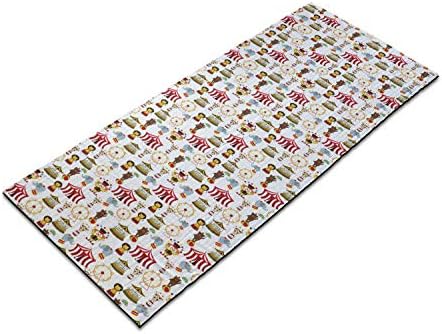 Ambesonne Circus Yoga Mat Toalha, Circus Elephant Bear Monkey Animal