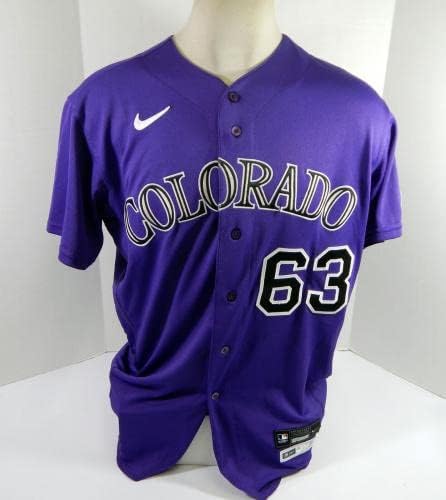2022 Colorado Rockies Noah Davis 63 Jogo emitido POS Usado Purple Jersey 46 909 - Jogo usada MLB Jerseys