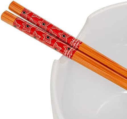 Stranger Things Demogorgon Hunting Crew Japanese Ceramic Dinnerware Conjunto | Inclui uma tigela de macarrão ramen de 20 onças e pauzinhos de madeira