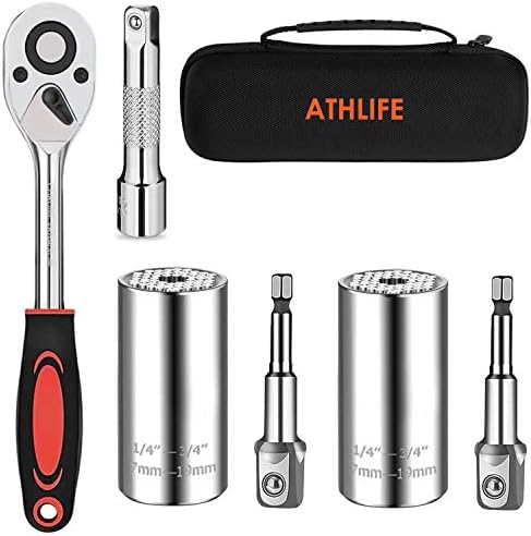 Athlife Universal Socket Kit de ferramentas de chave de soquete 7-19mm Conjuntos de ferramentas de aderência com