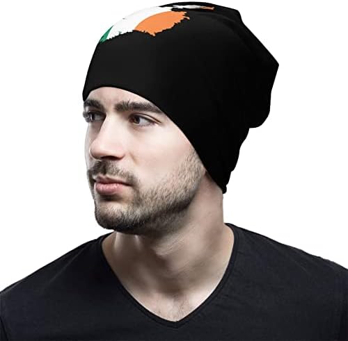 Mapa de bandeira da Irlanda Beanie Cap macio quente Pullover de tampa de tampa de caveira Sleep Hat para unissex