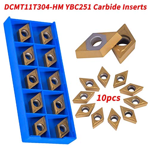 CNC Inserções duráveis ​​Ferramenta de torneamento do torno de lâmina, dicas de carboneto para processamento de aço, com caixa, cor dourada, 10pcs